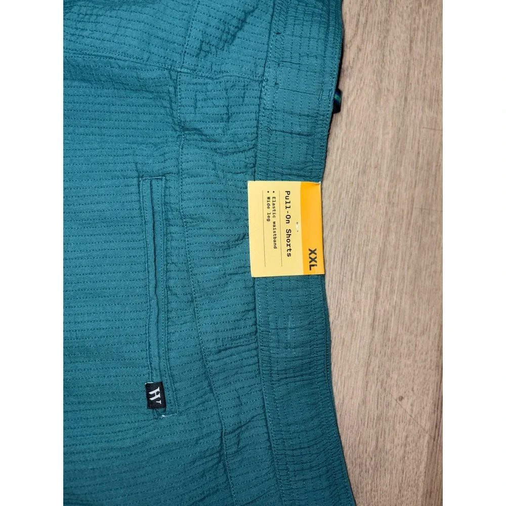 Houston White Target Teal Green Pull On Shorts XXL Textured Cotton Wide Leg